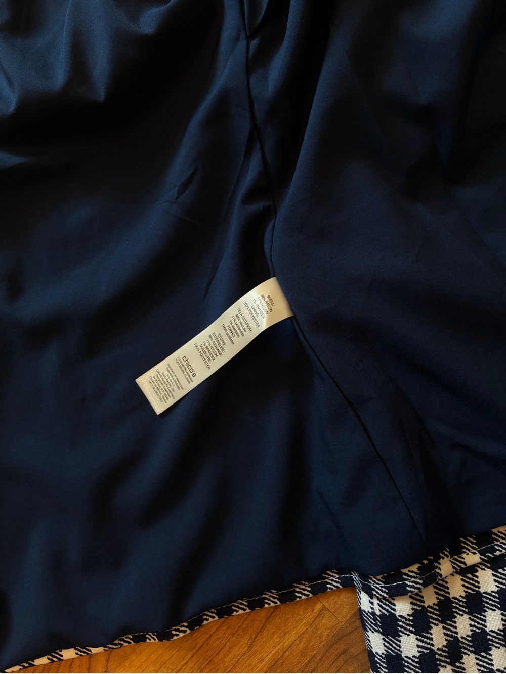 Chico’s Gingham Moto Jacket – Navy White Check Zip Blazer – Size 2 - Picture 7 of 7